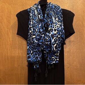 Bebe Blue Leopard Print Scarf